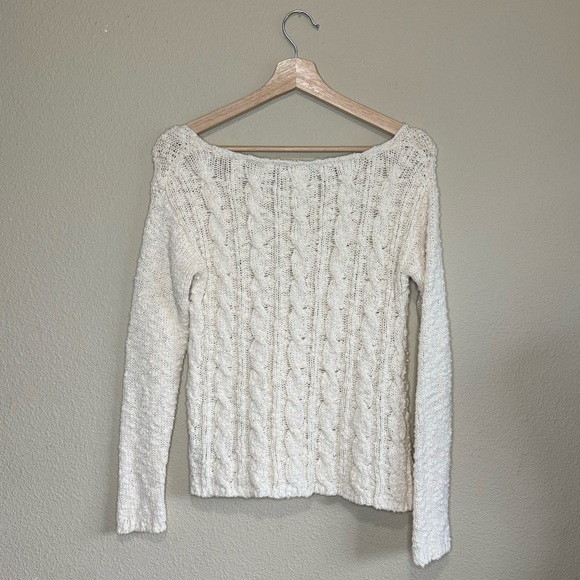 Anthropologie sweater women XS cotton blend long sleeve open knit white - Picture 2 of 10